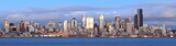 Fototapeta Miasta - Seattle Skyline Sunset Panorama view from Alki Beach, Washington State-USA