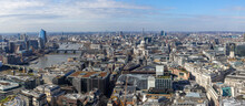 The Panoramic View Of Downtown District Of London And River Thames.