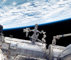 Wall Mural - view of international space station on orbit of earth. iss. some elements of the image furnished by 