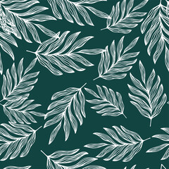 Naklejka na meble Leaves line art seamless pattern. Floral pattern. Botanical background vector Illustration.
