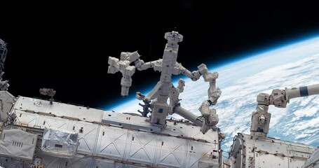 Wall Mural - view of international space station on orbit of earth. iss. some elements of the video furnished by 