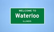 Waterloo, Illinois city limit sign. Town sign from the USA.