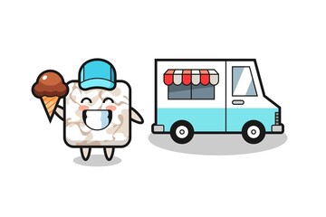 Canvas Print - Mascot cartoon of ceramic tile with ice cream truck