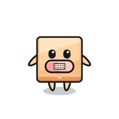 Sticker - Cartoon Illustration of pizza box with tape on mouth