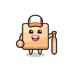 Sticker - Cartoon character of pizza box as a baseball player