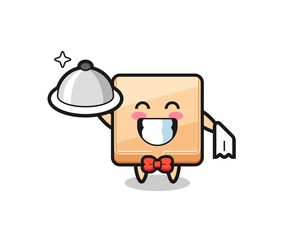 Poster - Character mascot of pizza box as a waiters