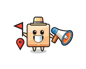 Sticker - Character cartoon of pizza box as a tour guide