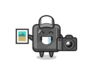 Canvas Print - Character Illustration of keyboard button as a photographer