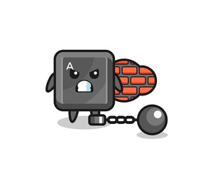 Canvas Print - Character mascot of keyboard button as a prisoner