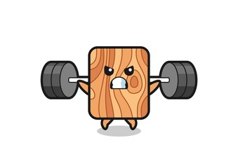 Poster - plank wood mascot cartoon with a barbell