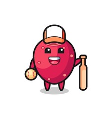 Poster - Cartoon character of prickly pear as a baseball player