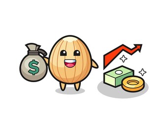 Sticker - almond illustration cartoon holding money sack