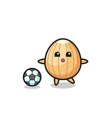 Sticker - Illustration of almond cartoon is playing soccer