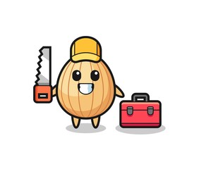 Sticker - Illustration of almond character as a woodworker