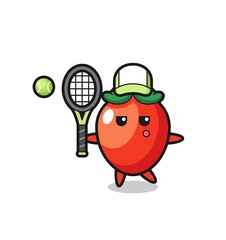 Sticker - Cartoon character of chili pepper as a tennis player