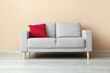 © Pixel-Shot - Stylish sofa near beige wall