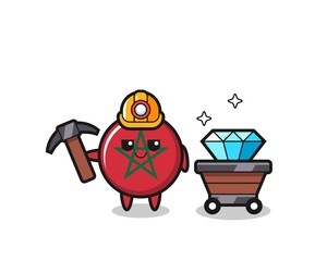 Poster - Character Illustration of morocco flag as a miner