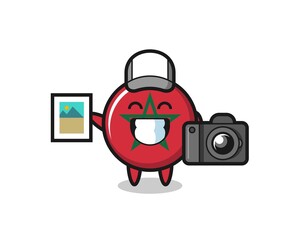 Sticker - Character Illustration of morocco flag as a photographer