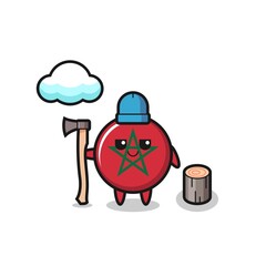 Poster - Character cartoon of morocco flag as a woodcutter