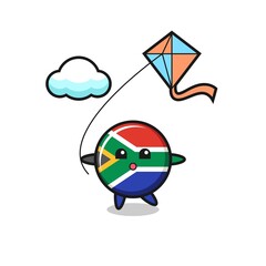 Wall Mural - south africa mascot illustration is playing kite