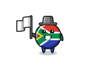 Wall Mural - Cartoon character of south africa holding a flag