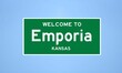 Emporia, Kansas city limit sign. Town sign from the USA.