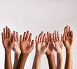 © Diane Munro/peopleimages.com - Raise your hands if you support diversity. Cropped shot of a diverse group of people raising their hands.
