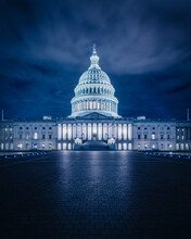 US Capitol Building At Night.
