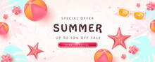 Colorful Summer Sale Beach Vibes Background Layout Banner Design
