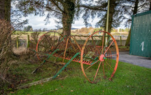 Rusty Old Horse Drawn Agricultural Hay Rake, Carsphairn, Scotland