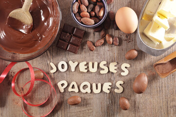 Wall Mural - happy easter day with chocolate ingredient