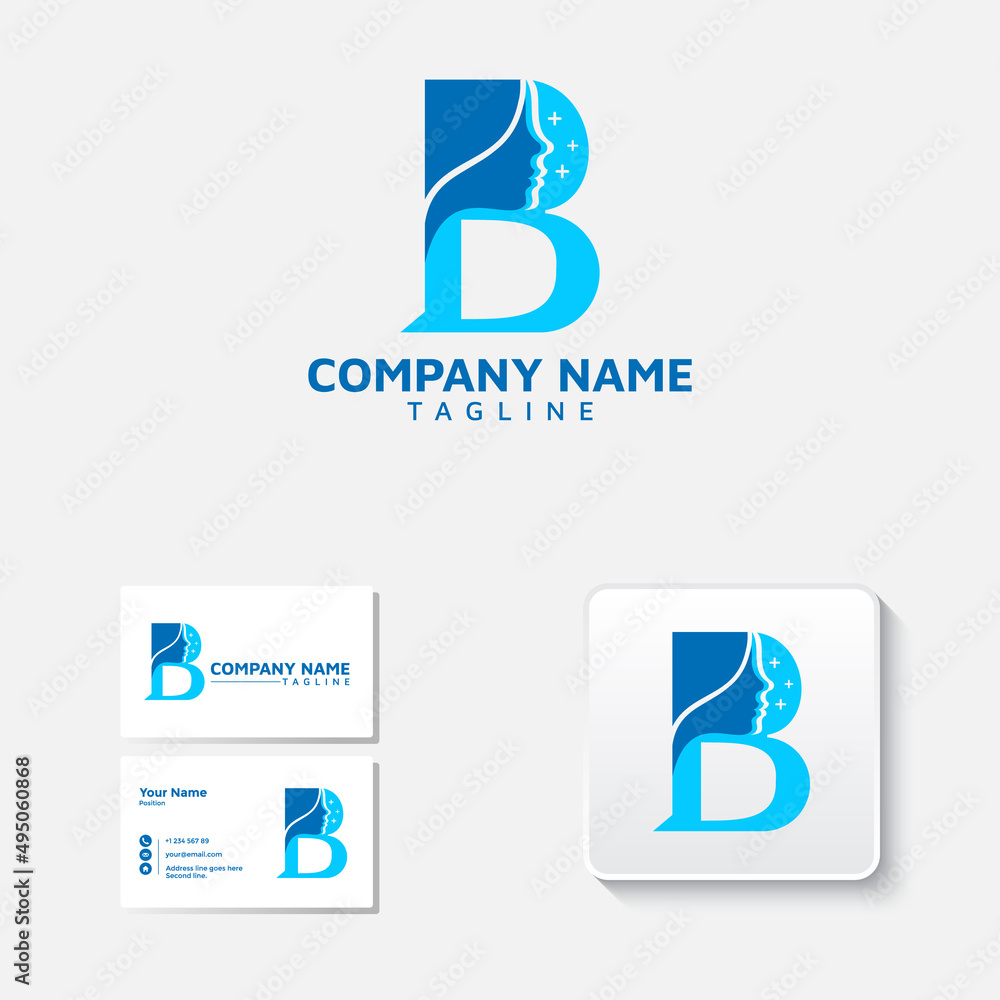 Initial B beauty queen woman face logo design Vector template, Modern ...