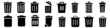 Trash can vector icon set. garbage illustration sign collection. basket symbol or logo.
