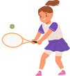 Girl Playing Tennis Cartoon Illustration