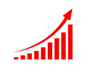 Growing business arrow on white background, Profit red arrow, Vector illustration.Business concept, growing chart. Concept of sales symbol icon with arrow moving up. Economic Arrow With Growing Trend.