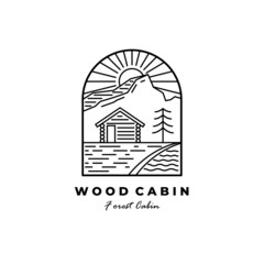 Wall Mural - simple line art cabin logo vector illustration	