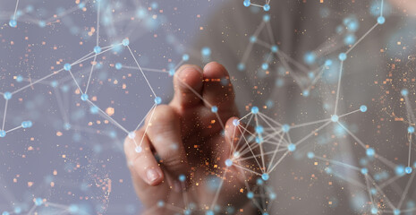 Neural network concept. Connected cells with links.