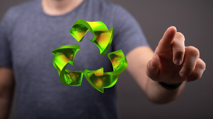 Wall Mural - volumetric green recycling sign 3d