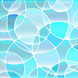 abstract vector stained-glass mosaic background - light blue circles