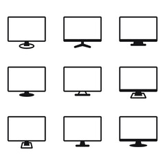 Wall Mural - Monitor icons set, computer or tv display vector signs.