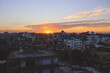 Sunset Cityscape View to the Giza City with the Colorful Sky and Local Buildings, Egypt