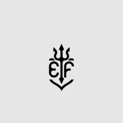 EF trident ocean retro initial logo concept