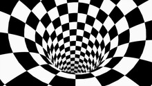 Endless Tunnel Checkerboard Pattern Black White Perspective Illusion 4K UHD Video Loop