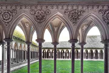 Wall Mural - Cloister of the Mont Saint Michel Abbey in France