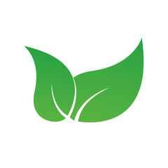 Poster - A leaf vector Green logo flat design, and nature growth tree Isolated, fresh green leaf natural shapes on white background, vector, illustration.