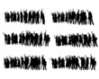 © Николай Григорьев - Big crowds people on street. Isolated silhouette on a white background