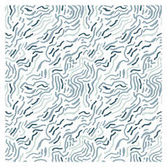 Wall Mural - Seamless pattern with dark blue ink waves. Design for backdrops and colouring book with sea, rivers or water texture.