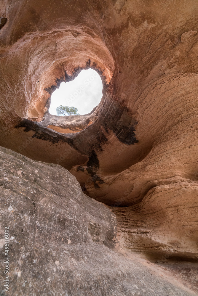 Huge rock cave. A cave where the ancestors lived. Hollow cave. The ...