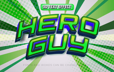 Wall Mural - Hero guy comic style 3d editable text effect