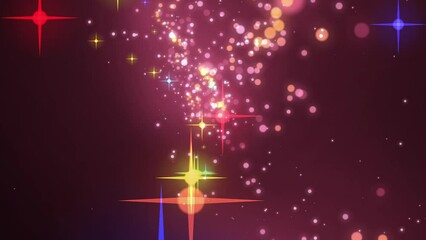 Wall Mural - futuristic fireworks of multi-colored particles similar to stars and balls in neon light rays. backg
